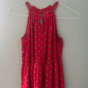 Loft Red Floral Summer Tank Top